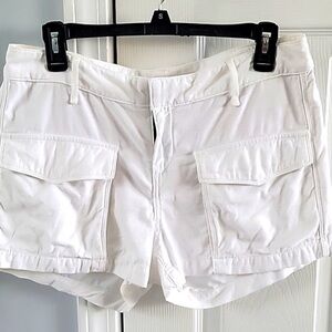 Rag & Bone/JEAN White Cargo Shorts Size 26 Designer Cotton Snap Pockets
